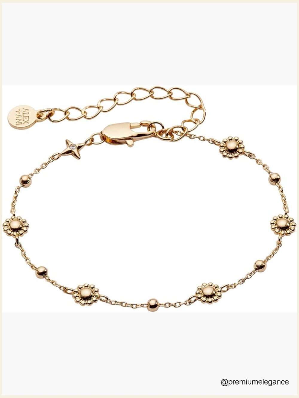 Gold Floret Chain Bracelet - Women's Expandable Bangle
